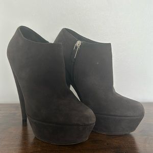 REAL YSL grey kid suede angle booties 6.5